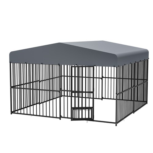 Outdoor dog kennel with roof - with,